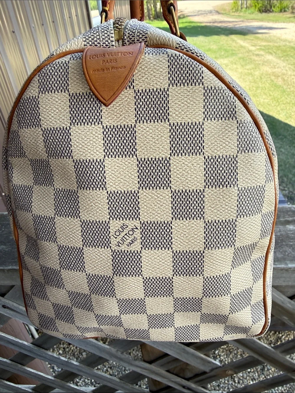 Louis Vuitton Damier Azur Speedy Satchel - Cream & Brown - Picture 5 of 16